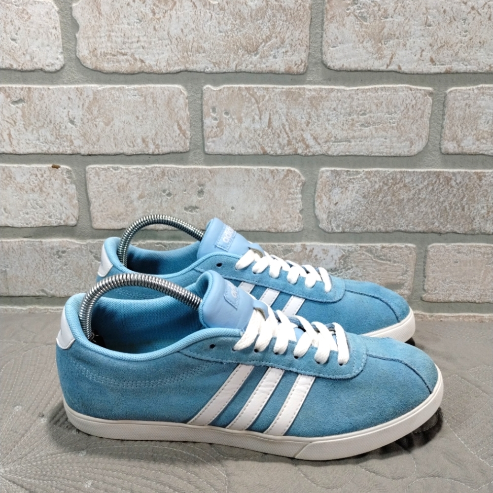 Adidas Neo Womens Sky Blue Suede Low Athletic Fashion Shoes Sneakers Size 8